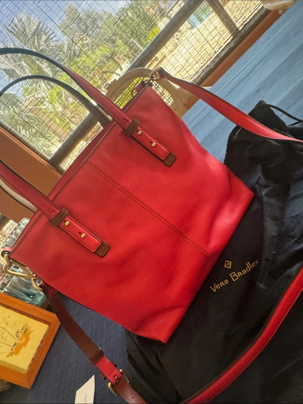 Vera Bradley Coral Leather Tote Bag
